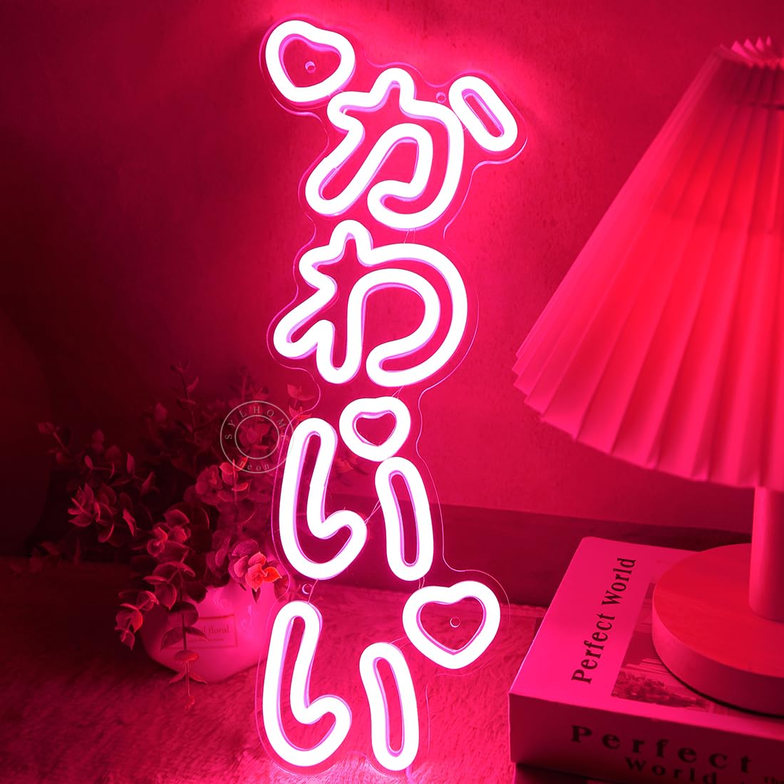 SYLHOME LED Neon Light Sign ???? (pronunciation:kawaii) Vertical Cute Japanese Anime Light Up Wall Decor Sign Girls Kids Bedroom Birthday Party