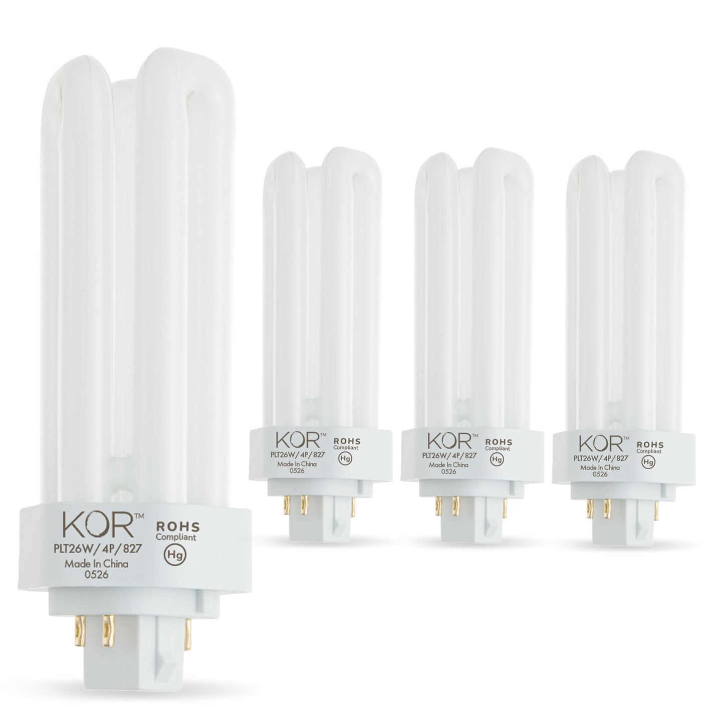 KOR 26W Triple Tube Compact Fluorescent Bulb, 2700K Warm White, 4 Pack