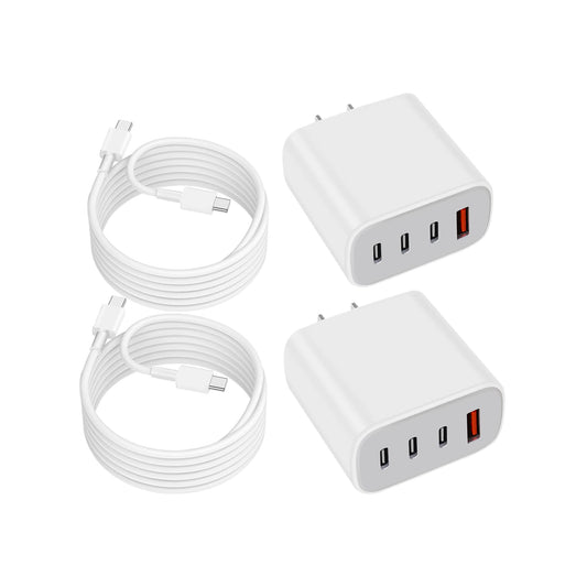 USB-C Charger Block,Wall Charger Block with C to C Cable,4-Port Power Adapter and Wall Plug Multiport Type C Charging Block Cube Compatible