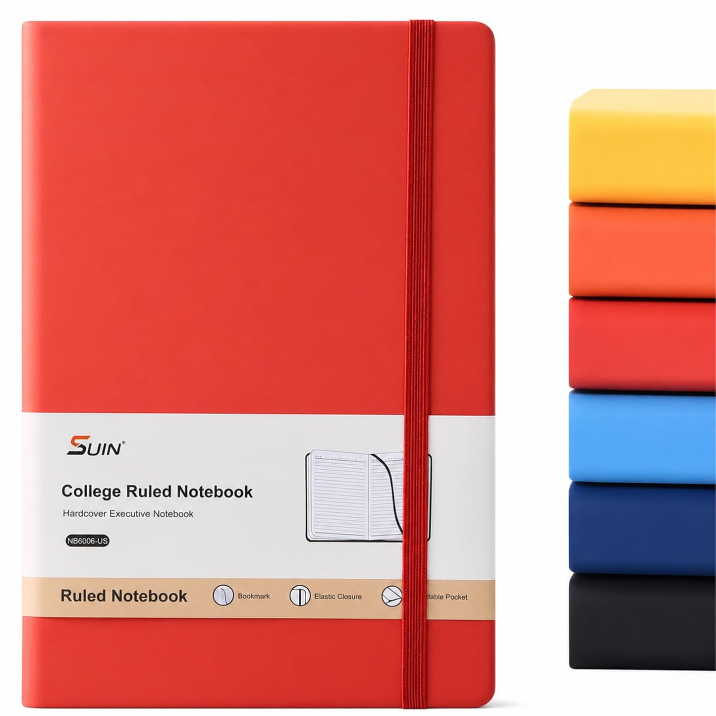 SUIN Hardcover-Journal-Notebooks, A5 Lined Journals Notebook for Writing 200 Pages, 8.2 x 5.5 inch, Classic Ruled Notebooks for Work/Travel/College