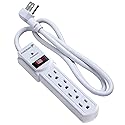 Fosmon 4 Outlet Small Surge Protector Power Strip - 3Ft Short Power Strip with Short Extension Cord & Flat Plug, 1875W, 490 Joules 4 Multi Plug Wall