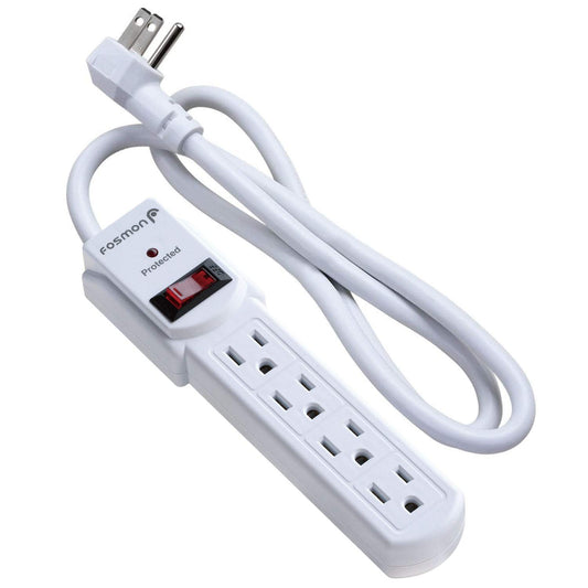 Fosmon 4 Outlet Small Surge Protector Power Strip - 3Ft Short Power Strip with Short Extension Cord & Flat Plug, 1875W, 490 Joules 4 Multi Plug Wall
