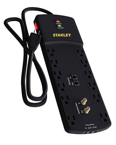 Stanley 33306 12-Outlet Surge Protector, 3,000 Joule with Coax and Phone and Network Protection