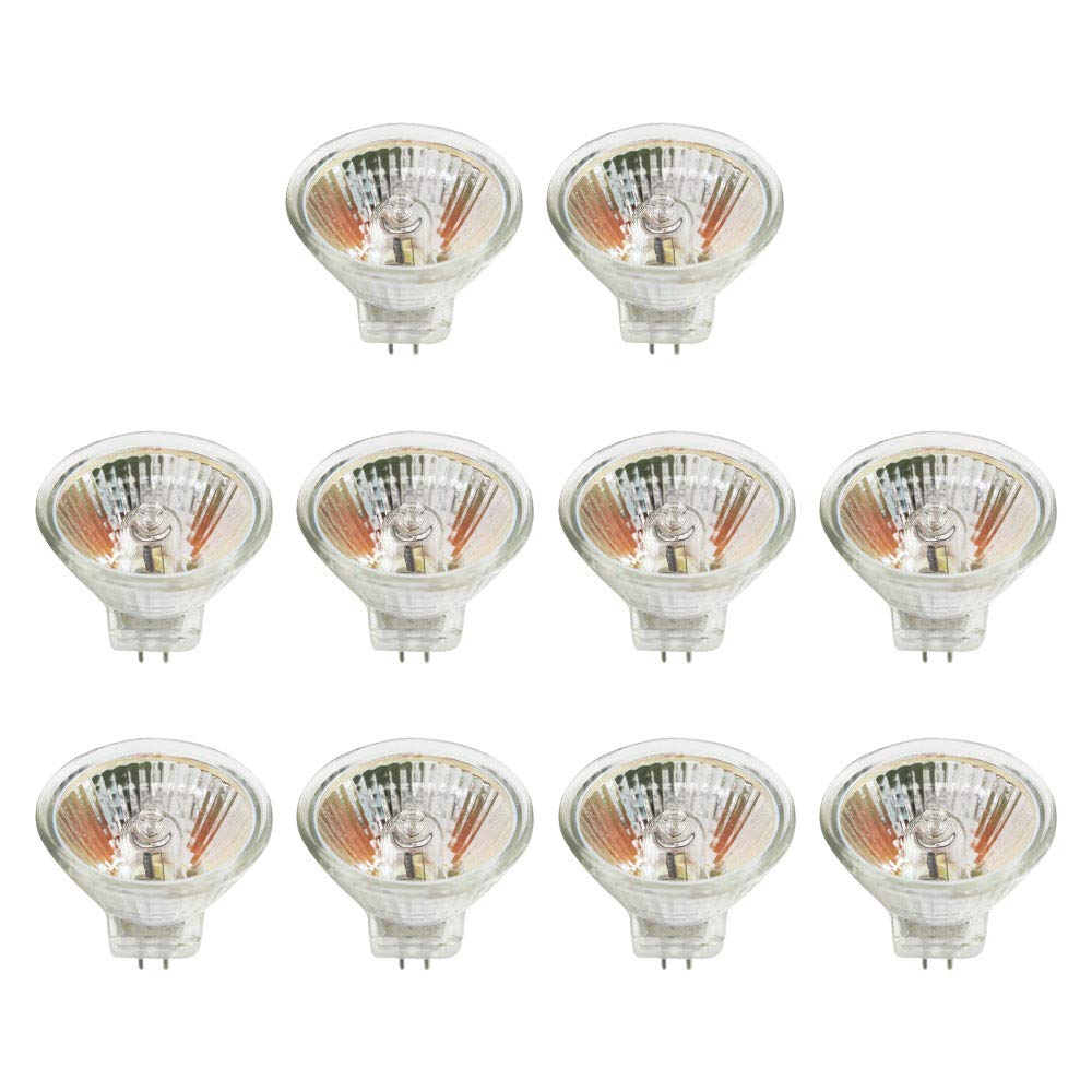 MR16 Halogen Bulbs 10 Pack 10W 12V Halogen Light MR16 GU5.3 Bi-Pin Base Halogen Lamp 12 Volt Halogen Spotlight Bulbs for Accent Track Landscape