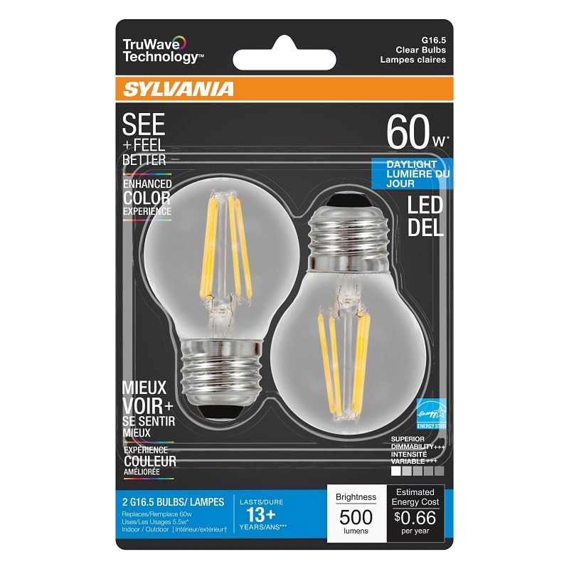 SYLVANIA Bulb LED G16.5 DAYLGHT CLR 60W 40851
