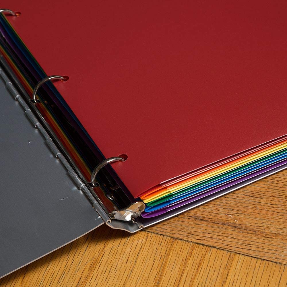 JAM PAPER Heavy Duty Plastic 3 Hole Punch Pocket Folders - Extra Tough School Folders - Assorted Primary Colors - 6/Pack
