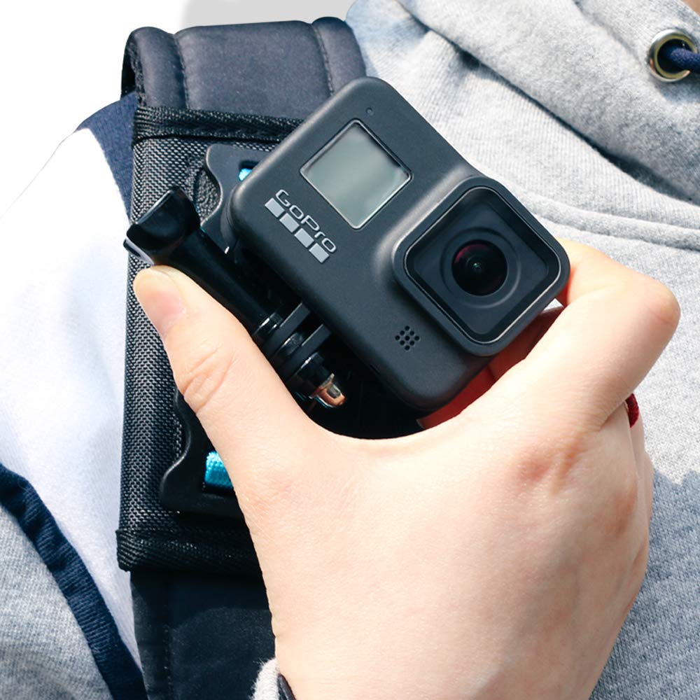 SUREWO Backpack Shoulder Strap Mount with Adjustable Shoulder Pad Compatible with GoPro Hero 13/12/11/10/9/8/7/6/5/4,DJI Osmo Action 6/5