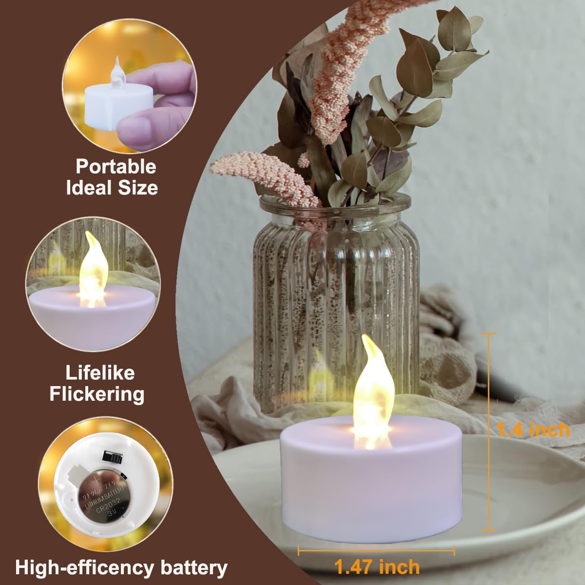 Jialine Remote flameless led Tea Light Candles with Timer,Realistic Flickering tealight Candles with Remote,Safe Decorative Lighting