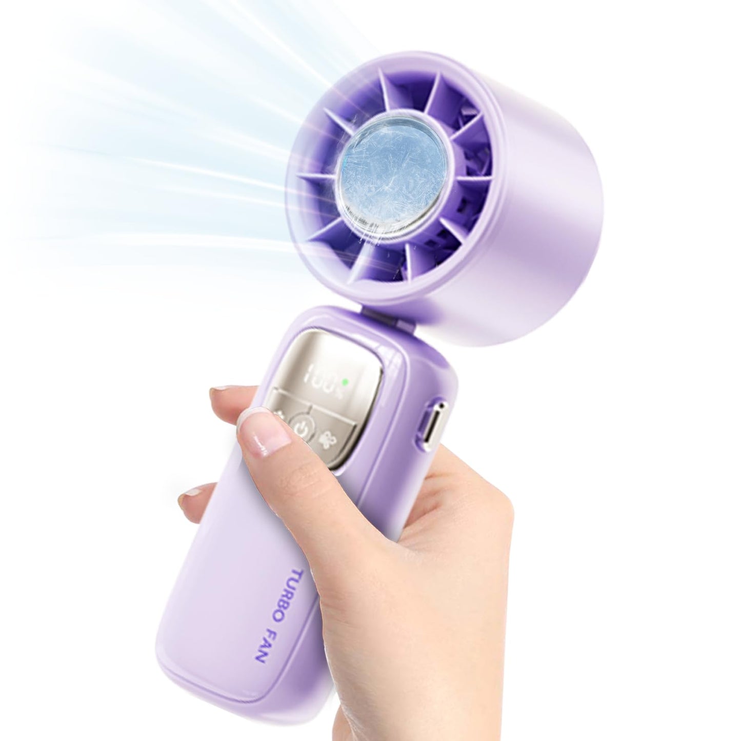Portable Handheld Fan with Ice Cooling, 4000mAh Rechargeable Mini Fan, 3-in-1 Neck Fan/Desktop Fan, 100 Speed Adjustable Personal Fan, LED Display