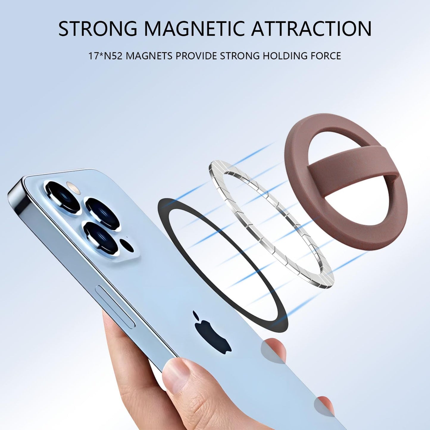 Magnetic Silicone Phone Grip,Comfy Finger Loop Grip Phone Holder,Strong Grip,Comfortable,Easy to Install and Remove,Compatible with Magsafe for iPhone