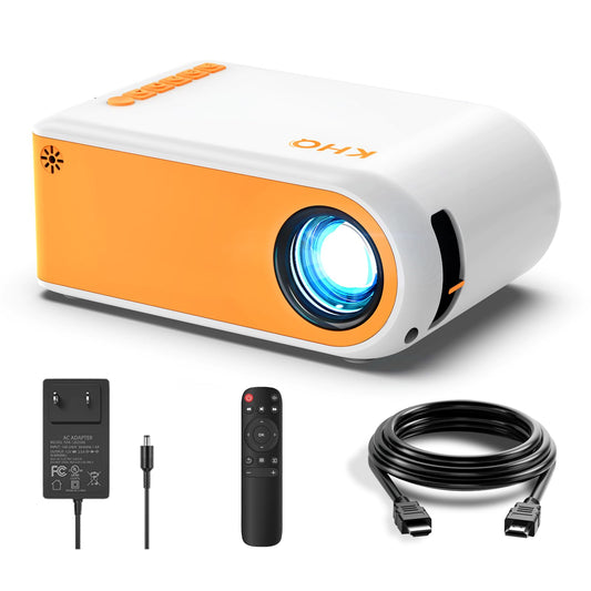 Mini Projector for Outdoor Movies, KHQ Full HD Video Projectors Support 1080P for iPhone, Portable Projector for Home Theater Use, Compatible