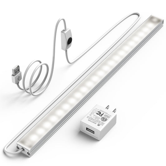 ASOKO Under Cabinet Led Lighting, 12 Inch Light Strip Bar, Daylight White 5000K Dimmable Plug in USB Light, Small Thin Led Under Counter Lighting