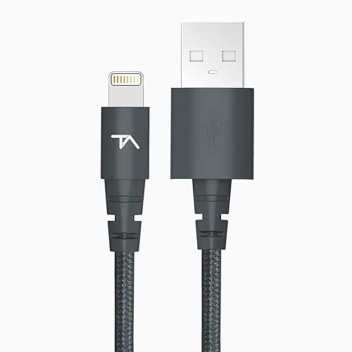 Tech Armor Apple MFi Certified Lightning Cable to USB A - 2FT Space Grey - Tough-Braided Extra-Strong Jacket - Sync/Charge iPhone & iPad