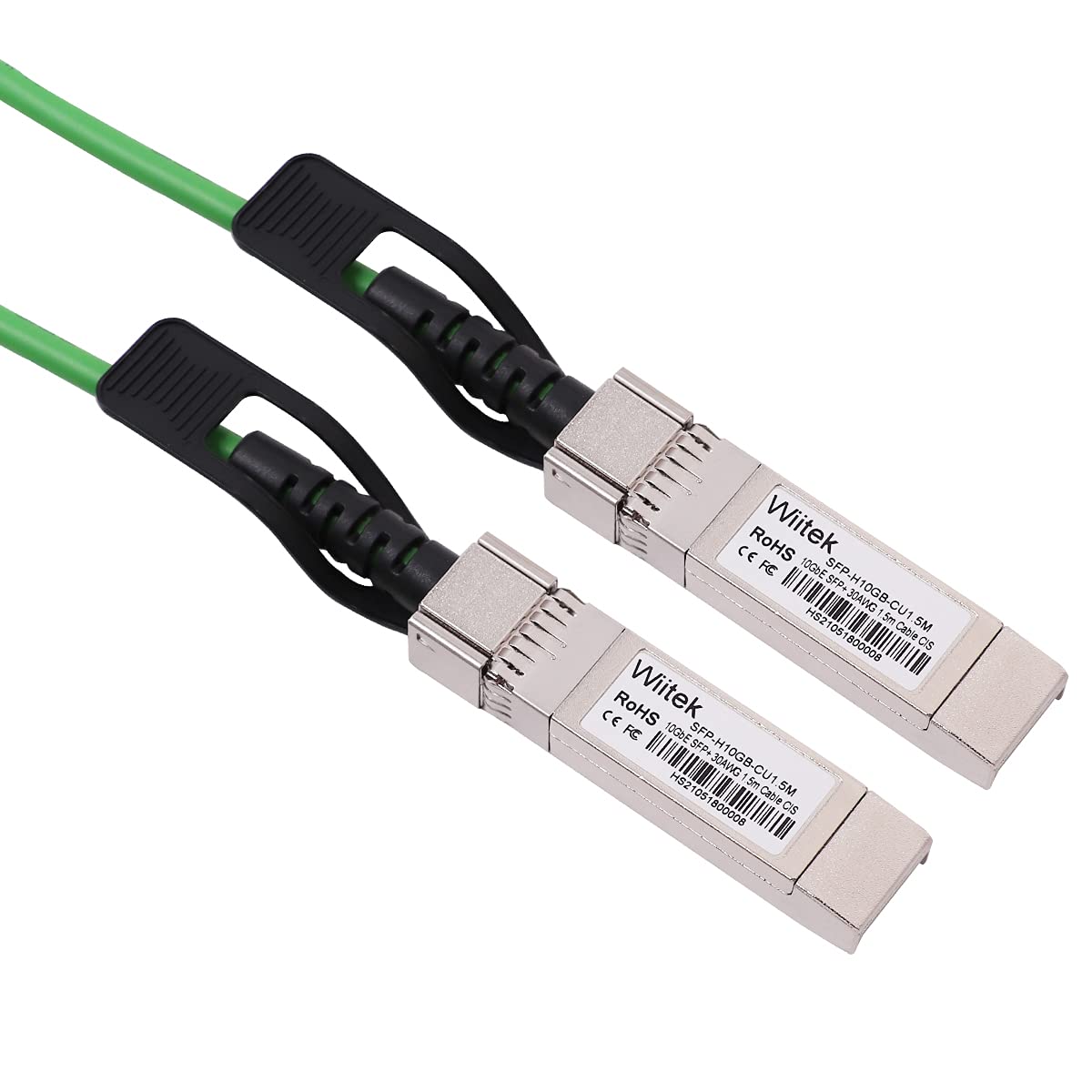 [Green Colored] 1.5m 10G SFP+ DAC Twinax Cable, 10Gbase-CU SFP+ Copper Cable, Compatible for Cisco SFP-H10GB-CU1.5M, Ubiquiti, Juniper, Mellanox