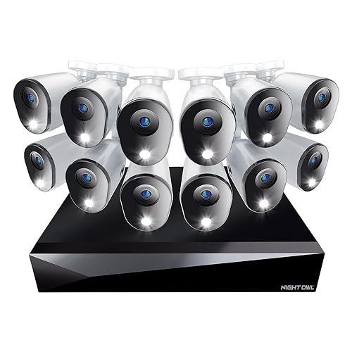 Night Owl 2-Way Audio 20 Channel DVR Video Home Security Camera System with (12) Wired 1080p HD Indoor/Outdoor Deterrence Cameras and 1TB Hard Drive