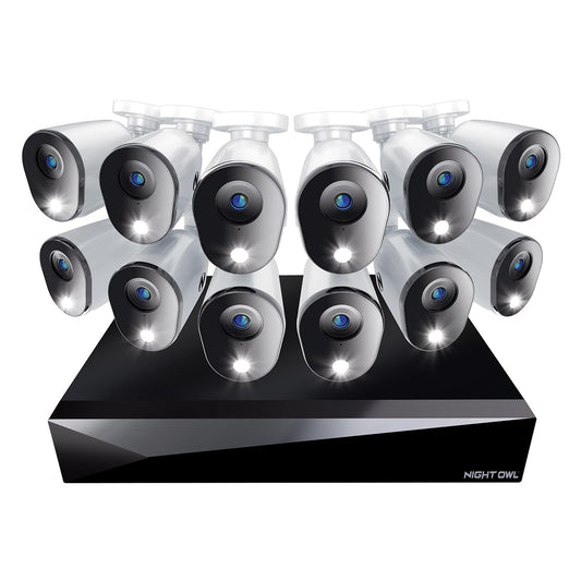 Night Owl 2-Way Audio 20 Channel DVR Video Home Security Camera System with (12) Wired 1080p HD Indoor/Outdoor Deterrence Cameras and 1TB Hard Drive