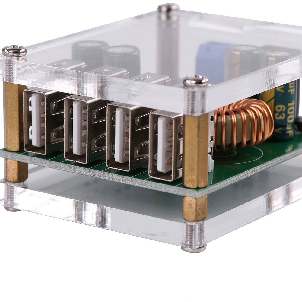 DC 7-60V to 5V Voltage Step Down Power Converter 5A Board Module Transformer with 4 USB Ports