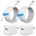 (Apple MFi Certified) iPhone charger 10ft,2Pack 10Foot Long Fast Charging Lightning Cord Cable 2Pack USB Wall Charger Travel Plug Adapter Box