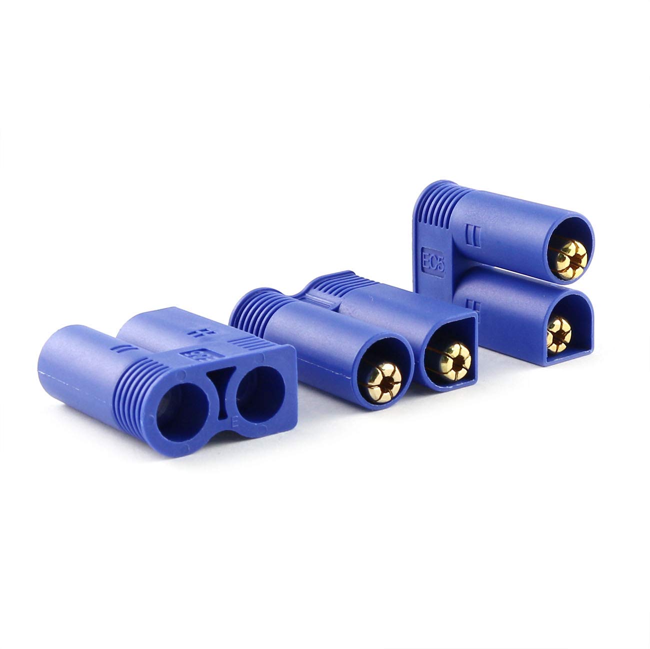E-outstanding 5 Pairs EC5 Battery Connector Plugs Male and Female Gold Bullet Banana Plug Sets (5X Male + 5X Female)