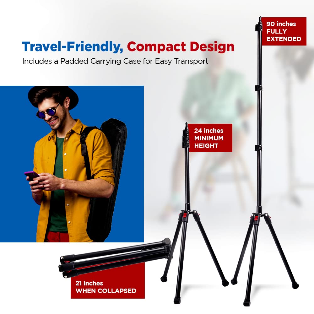 Vidpro ST-90 VentureMaxx Professional 90-Inch Adjustable Stand - Lightweight Tripod Compatible with Cameras Camcorders Smartphones Ring Lights