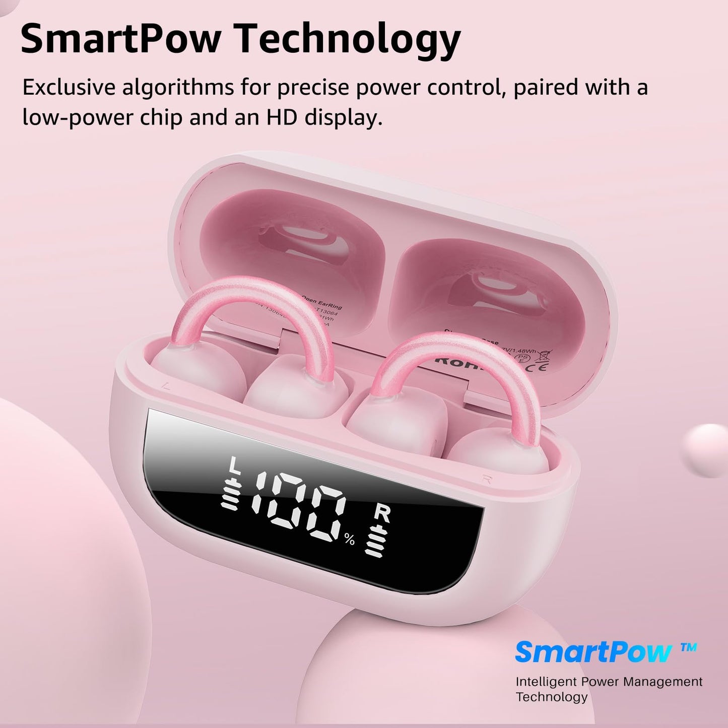 TOZO OpenEarRing Open Ear Earbuds 40H Bluetooth 5.4 Lightweight Comfort