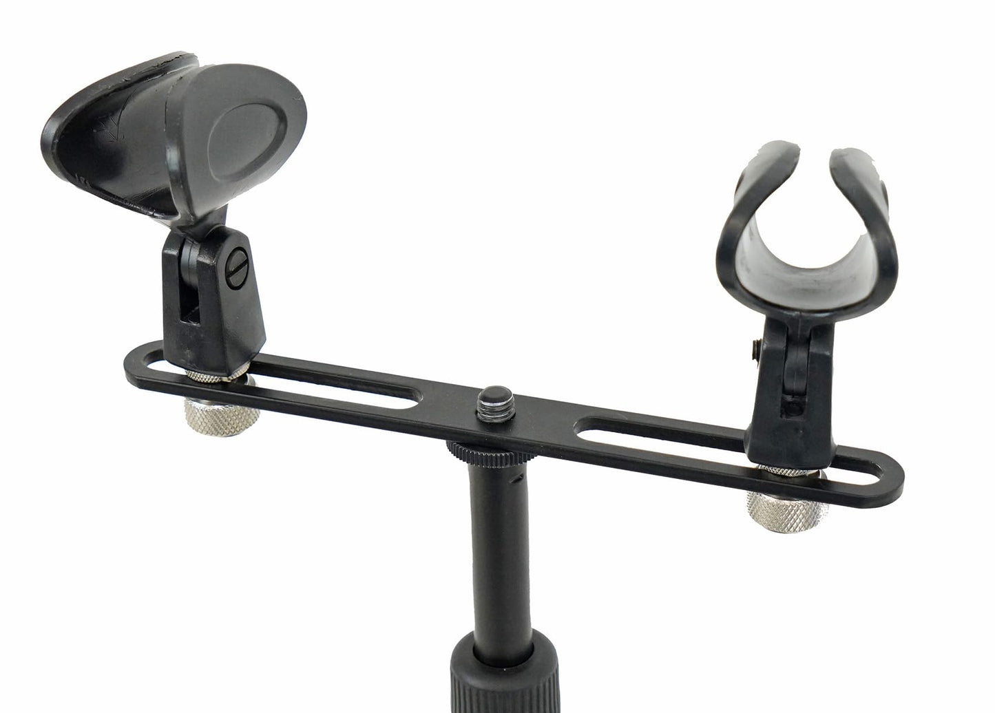 Rockville ACC-DM Dual Mic Stand Adapter Bar, 5/8" and 3/8" Threading, Steel Construction, Adjustable Positioning, Compact Design, for Stereo Recording