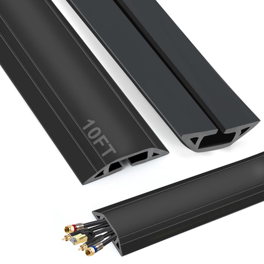 TFMUZERT 10 ft Cord Covers for Wires on Floor, Heavy Duty PVC Duct Floor Cord Cover, Floor Cable Cover Easy to Unroll Prevent Trip Hazard for Home
