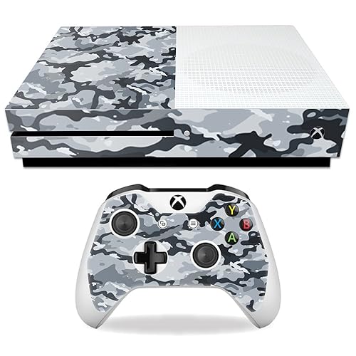 MightySkins Skin Compatible with Microsoft Xbox One S - Gray Camouflage | Protective, Durable, and Unique Vinyl Decal wrap Cover | Easy to Apply