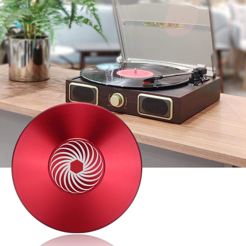 Record Clamp Audio Disc Turntable Aluminum Record Player Weight Disc Stabilizer Vibration Reducer(Red)