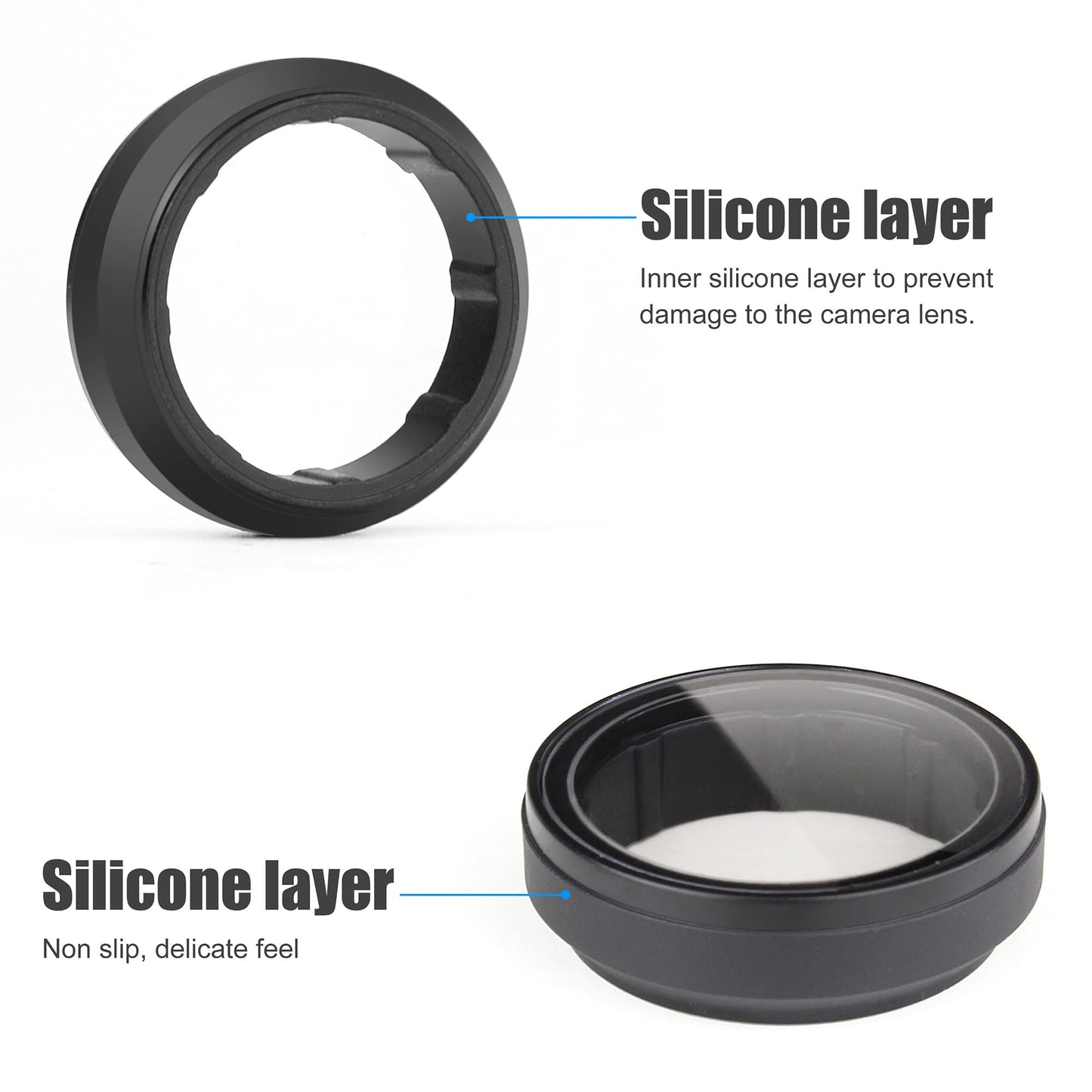 2-Pack UV Filter Lens Protector for GoPro Hero 3, Hero 3+, Hero 4 Silver Black, 23mm Inner Diameter Optical Glass High Transmission UV Lens Filter