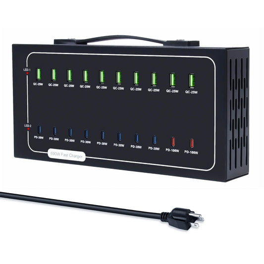 690W USB Charging Station, 20 Port Fast Charging Station for Multiple Devices, PD 100W USB C Charger Block, Smart Power Delivery & Multi Protection