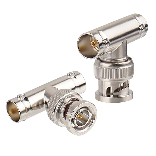 XRDS-RF BNC Splitter Adapter 2 PCS, 75 Ohm Male to Dual Female 3 Way Video for CCTV Security Cameras
