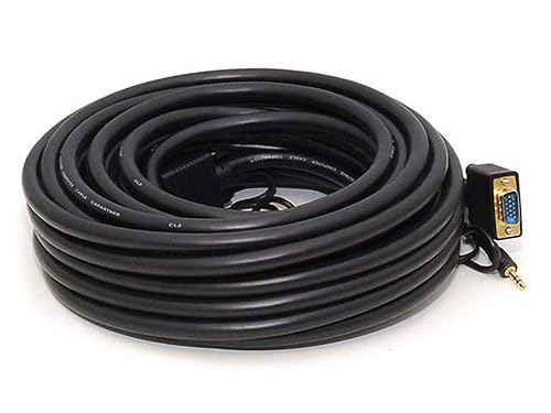 Monoprice Super VGA Cable - 50 Feet - HD15 Male/Male with Stereo Audio and Triple Shielding (Gold Plated)