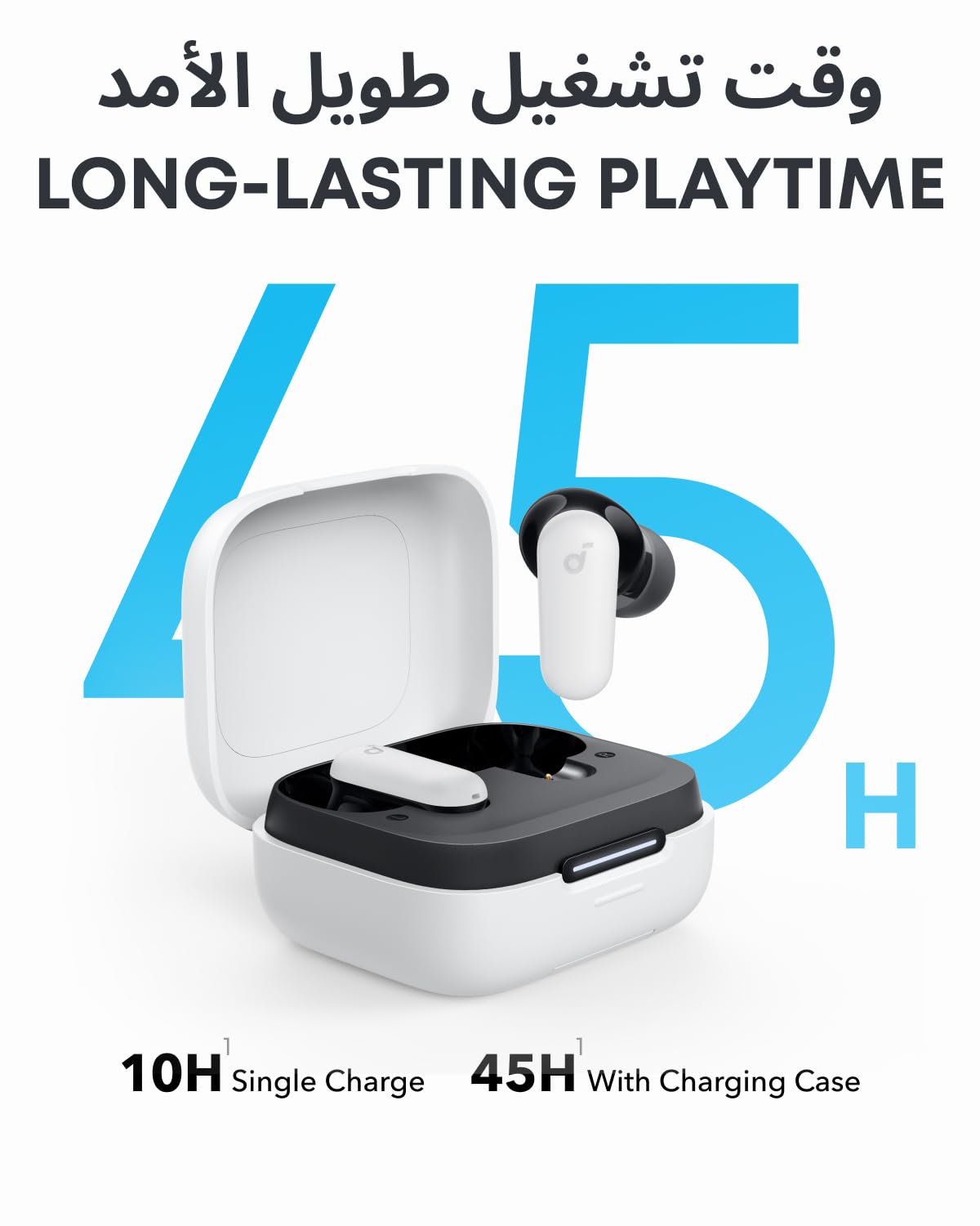 Soundcore P30i by Anker Noise Cancelling Earbuds, Strong and Smart Noise Cancelling, Powerful Bass, 45H Playtime, 2-in-1 Case and Phone Stand, IP54