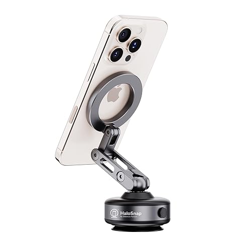 HaloSnap Magnetic Phone Holder for Mag Safe [360° Adjustable] Car Mount & Multi-Surface Wall Grip | Dashboard, Gym, Kitchen | iPhone 12-17, Samsung |