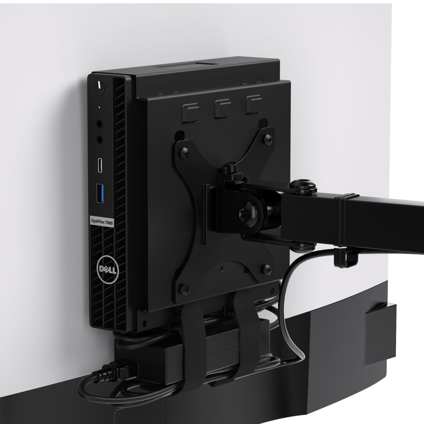 HumanCentric Dual VESA Mount Compatible with Dell OptiPlex Micro Mount, Supports VESA Dell Micro Mount Using Monitor Arm Wall Mount 100x100mm, Power