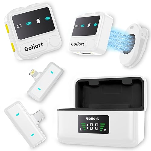 Goiiort Wireless Lavalier Microphone for iPhone: for Video Recording,Podcasting & Streaming: Professional Mic with Smart Noise Reduction, 30H Battery