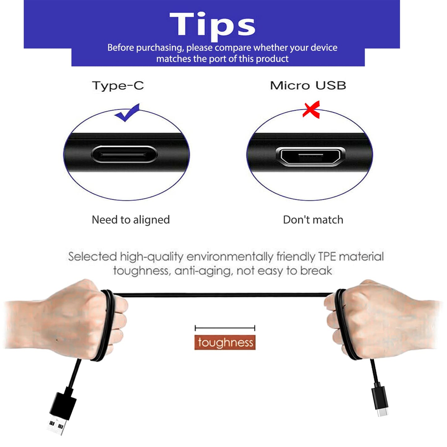 ycwwzzh 5FT Type-C USB Charging Cable Charger Compatible with for Alcatel Go Flip 4, Alcatel Joy Tab 2 Alcatel 3T 8 1T 10, 3X / 3V / 1V / 7/5, Idol