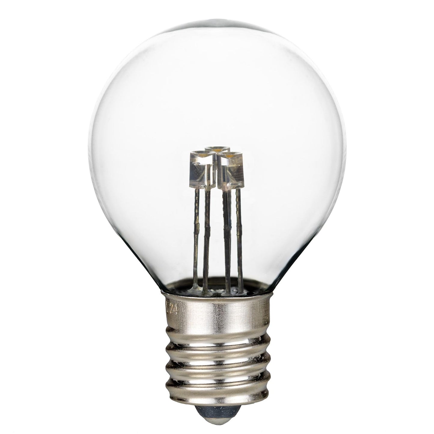 Novelty Lights 25 Pack G30 Glass LED Globe Bulbs, String Light Replacement Bulbs, E12 Candelabra Base, Energy Efficient Outdoor Patio Lighting, Pure