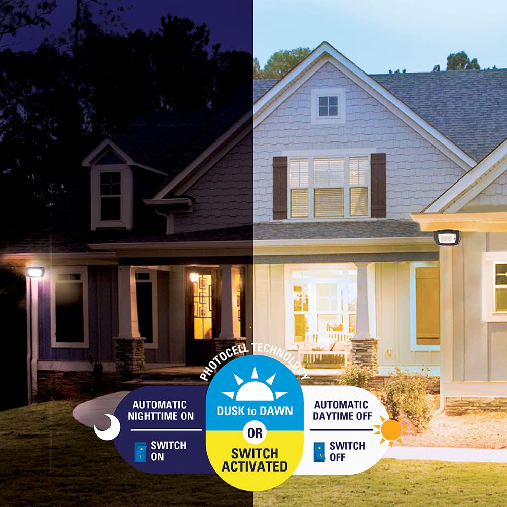 HALO ARFL Watt Equivalence Bronze, Outdoor Integrated LED Architectural Residential Floodlight Dusk to Dawn 1700 Max Lumens