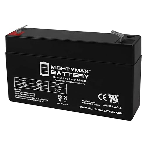 ML1.3-6 - 6 Volt 1.3 AH, F1 Terminal, Rechargeable SLA AGM Battery