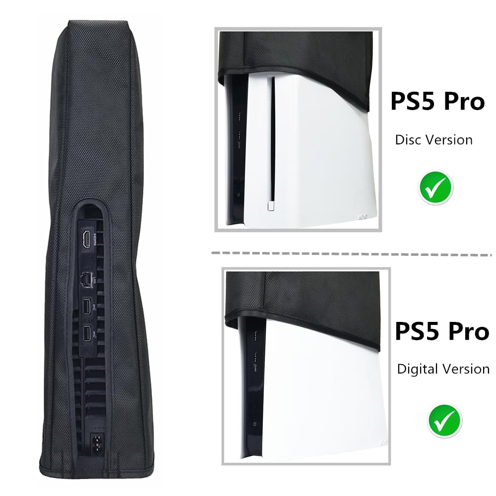 for PS5 Pro Dust Cover, Vertical Mode Dustproof Shell Protective Sleeve for PS5 Pro Disc & Digital Console, Oxford Cloth Anti-Scratch Waterproof Easy