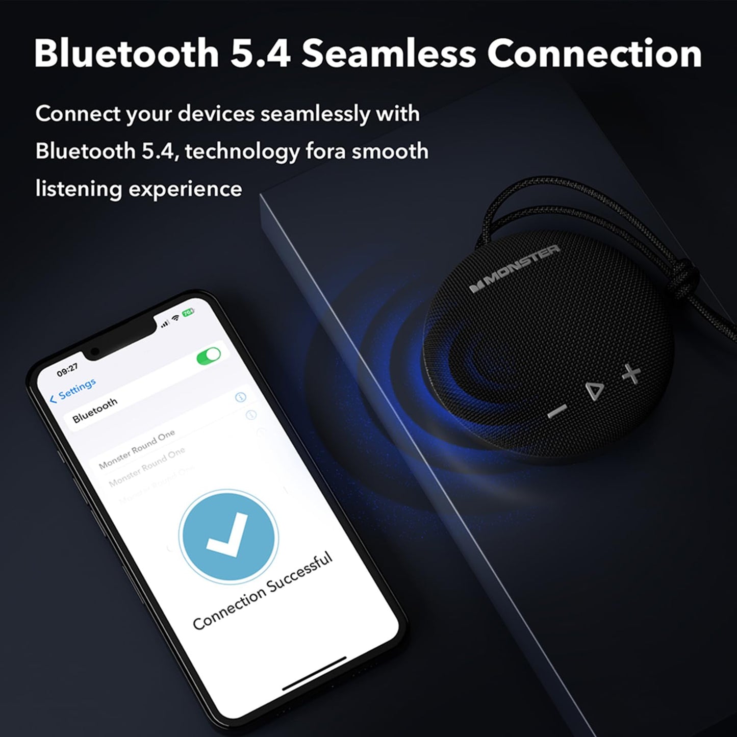 Monster Bluetooth Speaker, IPX8 Shower Speaker Waterproof, Bluetooth 5.4 with Loud HD Sound and Robust Bass, Extra Long Playtime Punchy, for Home