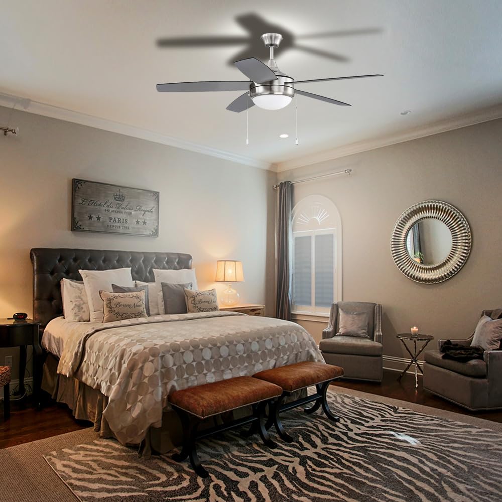 LED Ceiling Fan with Lights, Modern Farmhouse Ceiling Fan with Remote, 3-Speed Quiet Motor, Bright LED Light, Dual Finish Blades, Downrod Included