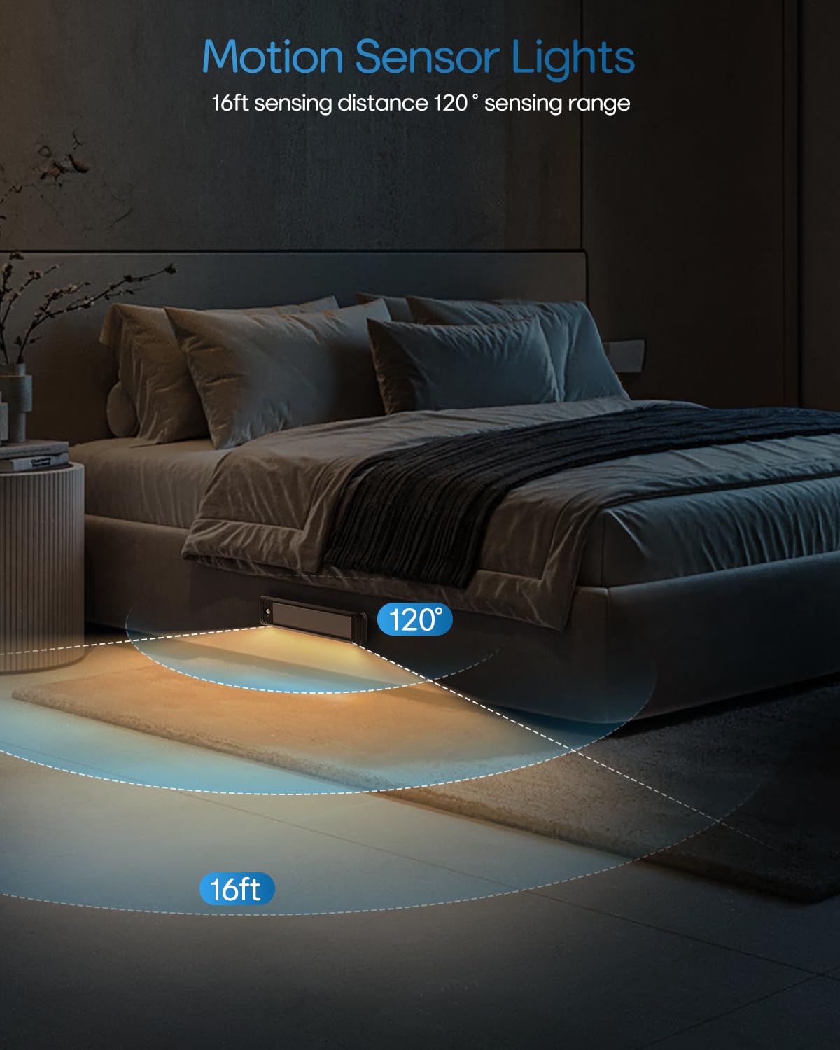 HIBOITEC Under Cabinet Lighting Wireless, 56 LED Closet Lights Motion Sensored Adjustable Brightness Magnetic 3 Color Temps Rechargeable for Kitchen