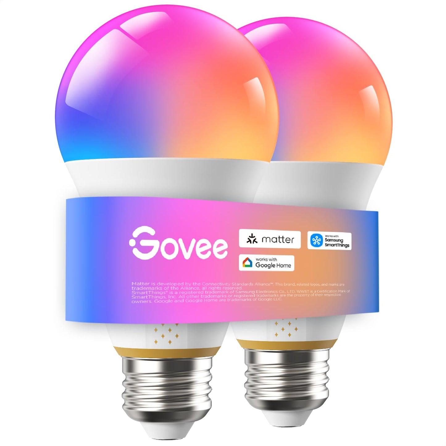 Govee 1600LM Smart Light Bulbs, A21 100W RGBWW CRI 90, E26 Base, 2-Pack