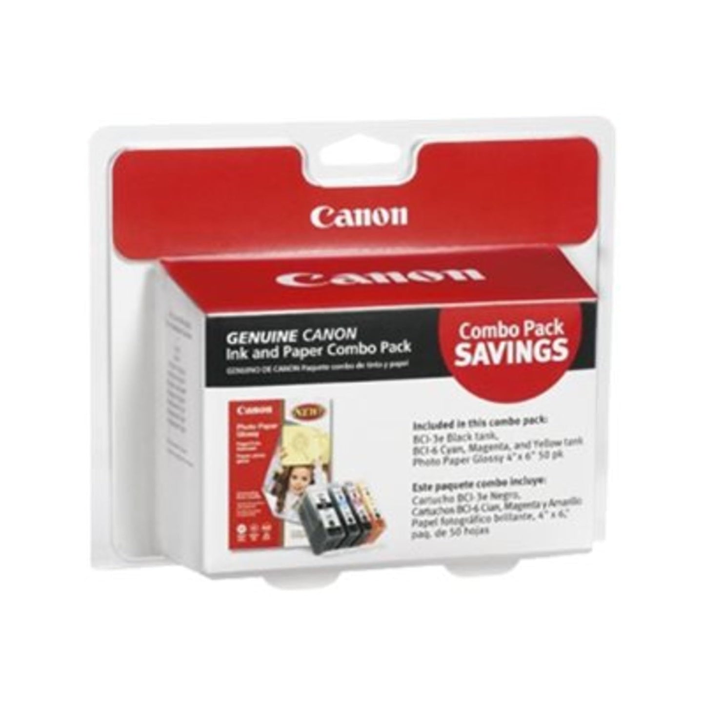 Canon BCI-3e/BCI-6 ChromaLife 100 Black/Color Ink Cartridges 50-Sheet Paper Value Pack (4479A292), Pack Of 4 Cartridges