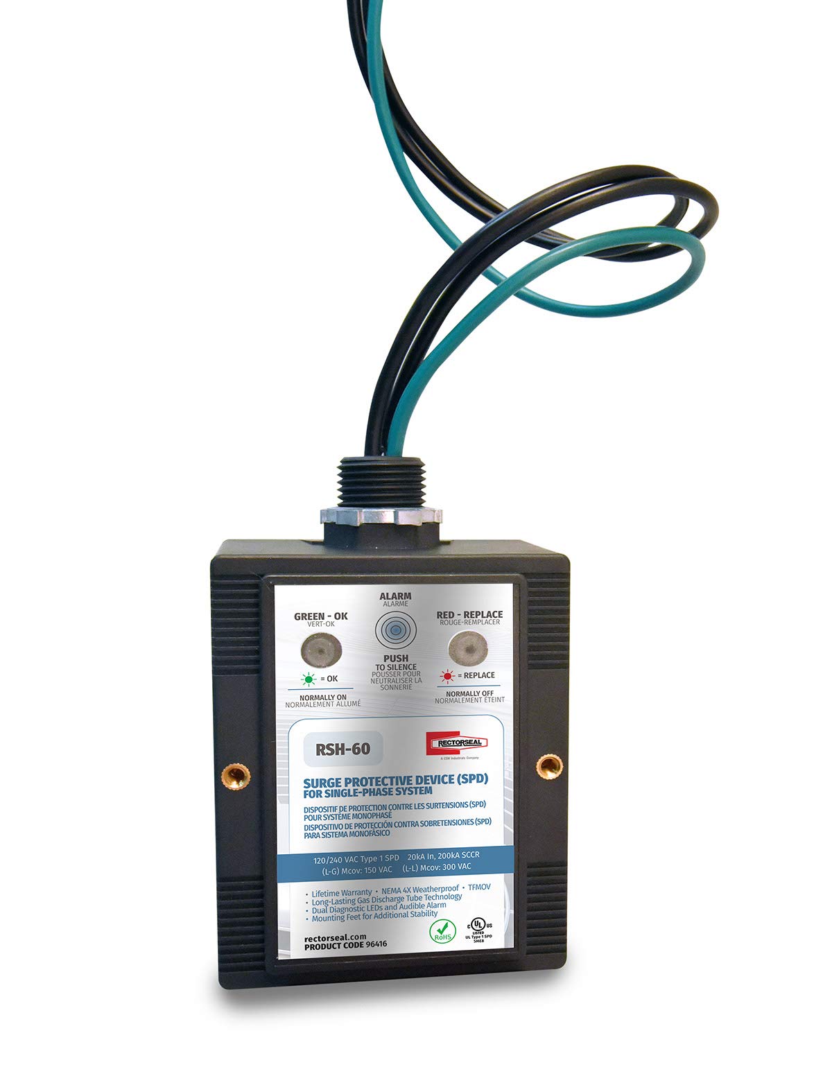 RectorSeal RSH Surge Protectors 96416 Surge Protector, Multi-Use, Electrical, 120-240 VAC
