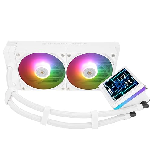 Thermalright Grand Vision 240 ARGB White CPU Water Cooler with Double PWM Fans with 2150RPM,IPS LCD Screen with 480x480 Resolution,Liquid CPU Cooler