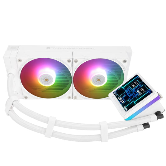 Thermalright Grand Vision 240 ARGB White CPU Water Cooler with Double PWM Fans with 2150RPM,IPS LCD Screen with 480x480 Resolution,Liquid CPU Cooler